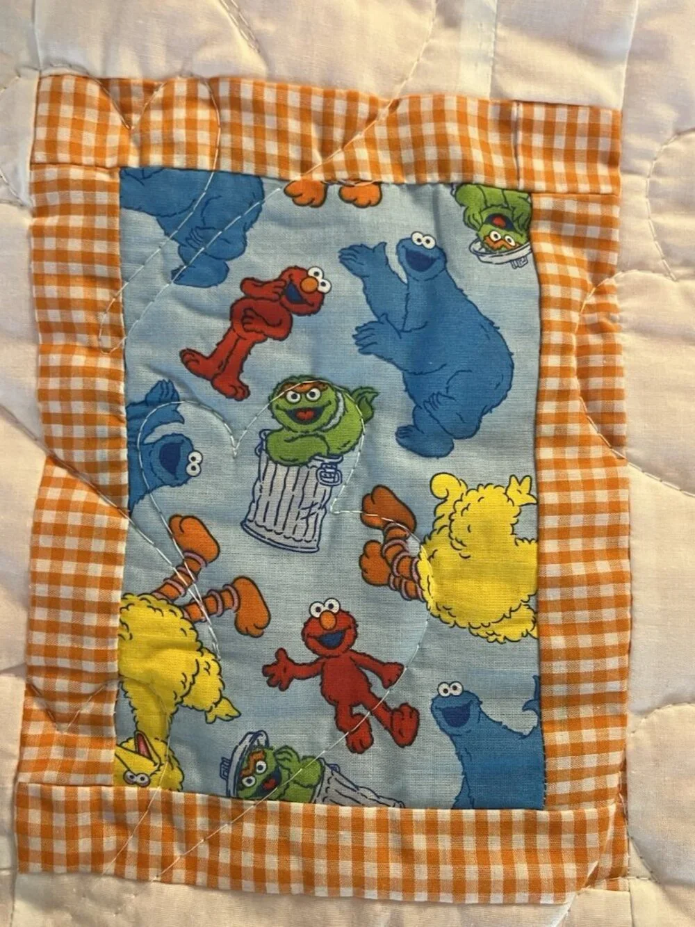 Vintage Sesame Street Baby Toddler Quilt Handmade Nursery Decor 39” X 42”